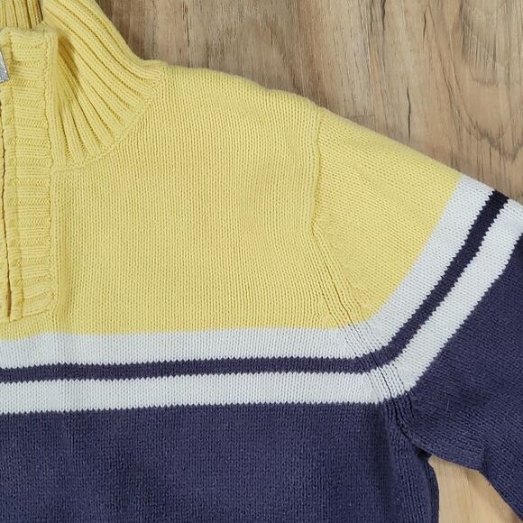 🔹️Liz Claiborne Yellow & Blue Wool Blend Zip Mock Neck Sweater Medium - Picture 4 of 8